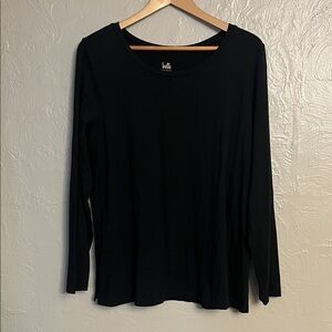 Belle by Kim Gravel Cotton Blend Black Long Sleeve Top Large
